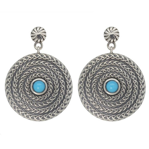 JMH-7174 Handmade Celtic Warrior Dangle Earrings with Turquoise Gem ShamrockGift.com