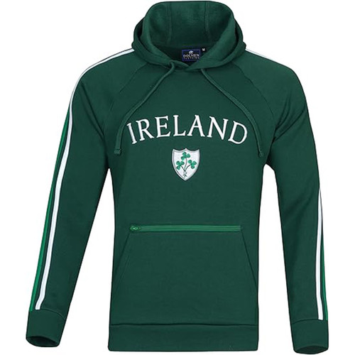 KHZIE-GREEN Ireland Front Pocket Hoody Front view ShamrockGift.com