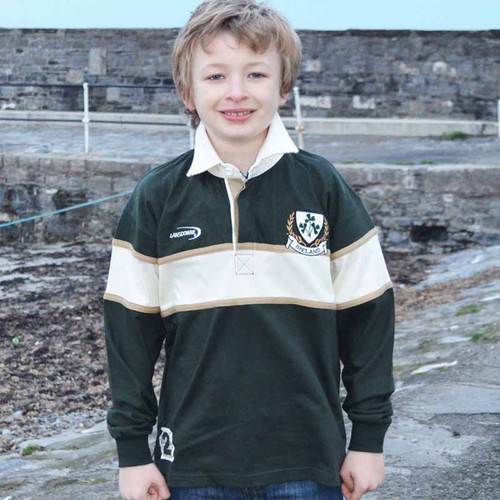 R7143 Ireland Long Sleeve Kids Shamrock Rugby Top shamrockgift.com