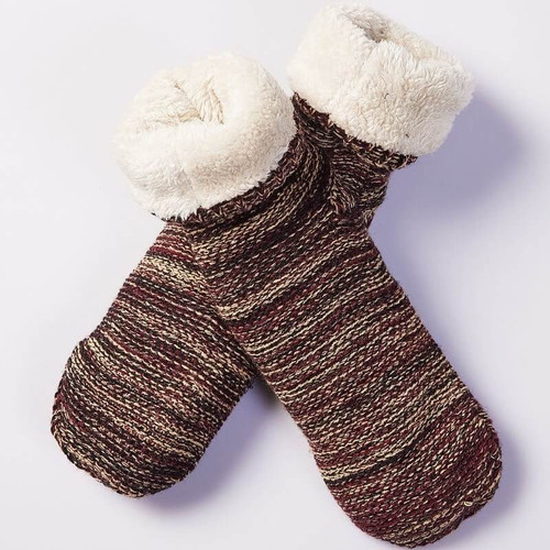 LV-DS Irish Donegal Fleece Knitted Socks Brown ShamrockGift.com