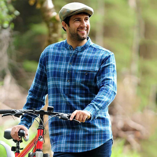LV-FCGFS BLUE Tartan Designed Irish Flannel Grandfather Shirt ShamrockGift.com