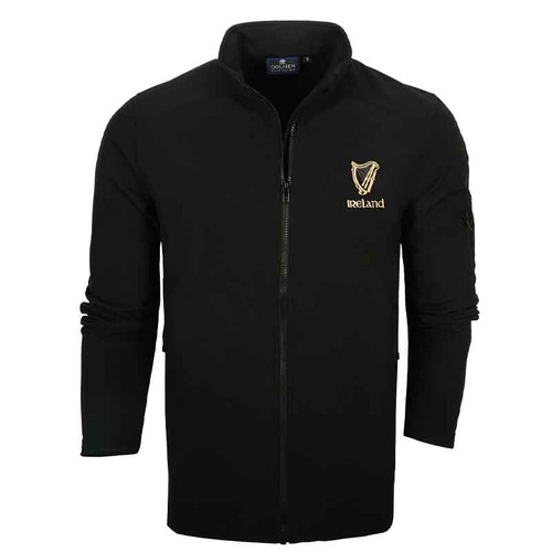 Malham USA Irish Harp Shell Jacket Black MHSJ-BLACK Close Up ShamrockGift.com