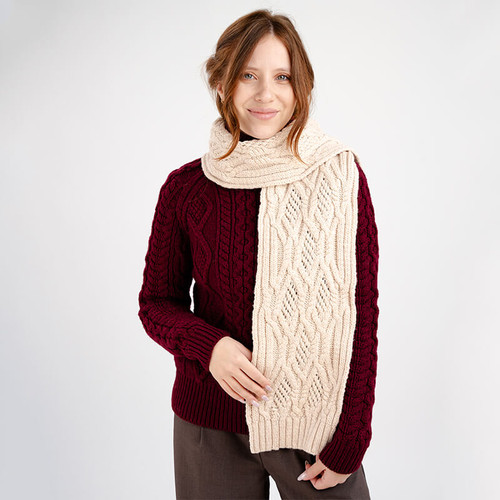 ML252-109-OS-PARNISP Authentic Irish Knit Wool Scarf for Ladies ShamrockGift.com