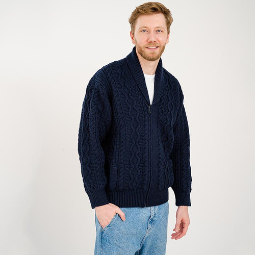 MM903 Men's Irish Half Zip Cardigan Front ShamrockGift.com