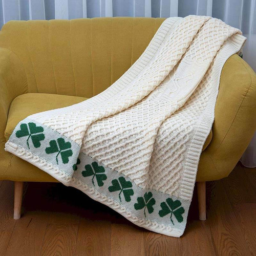 SAOL Irish Shamrock Wool Throw MT118 ShamrockGift.com