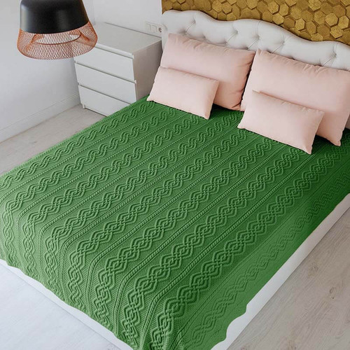 SAOL King Cable Throw MT122 Green ShamrockGift.com