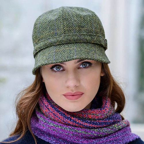 MWFH51 Bitter Green Herringbone Flapper Hat ShamrockGift.com