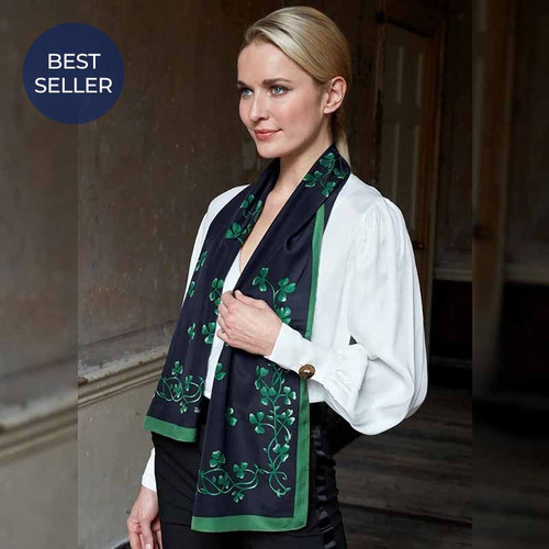 Patrick Francis Irish Ladies Shamrock Silk Scarf PF5001 main ShamrockGift.com