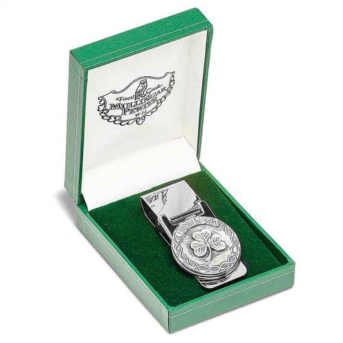 Mullingar Pewter Shamrock Ireland Money Clip P103 IR/SH ShamrockGift.com