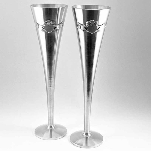 Mullingar Pewter Claddagh Wedding Flutes P191 ShamrockGift.com