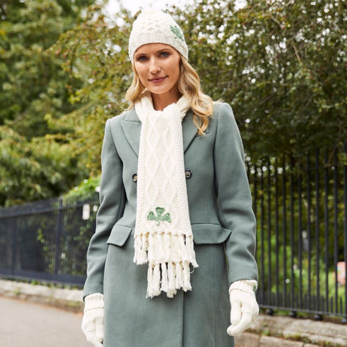 PF7461-OS Women's Irish Shamrock Knit Gloves ShamrockGift.com