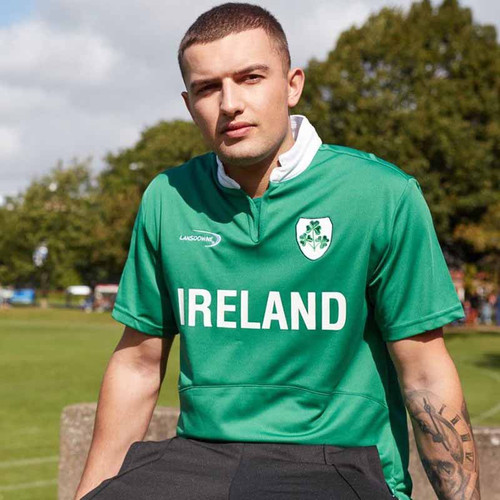 Green Ireland Shamrock Performance Short Sleeve Rugby Shirt R3097 Shamrockgift.com