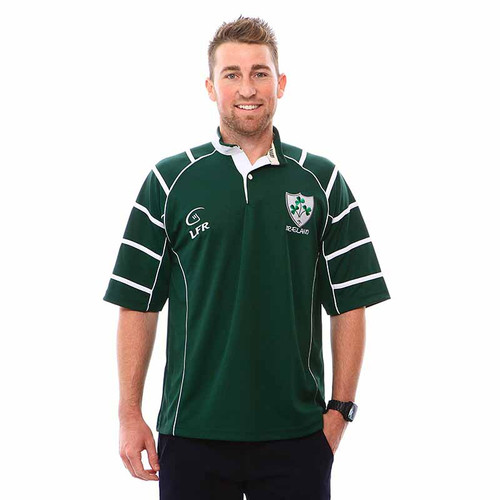 Ireland Breathable Short Sleeve Rugby Shirt Front View ShamrockGift.com