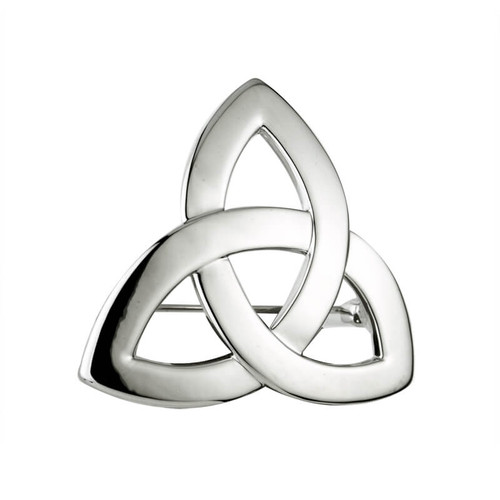 Trinity Knot Shaped Brooch Made from Gleaming Rhodium ShamrockGift.com