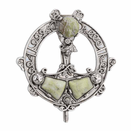 Solvar Jewelry RHODIUM PLATED CONNEMARA MARBLE TARA BROOCH S1978 ShamrockGift.com
