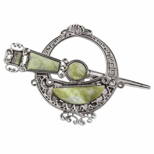 Solvar RHODIUM PLATED CONNEMARA MARBLE TARA BROOCH S1979 ShamrockGift.com