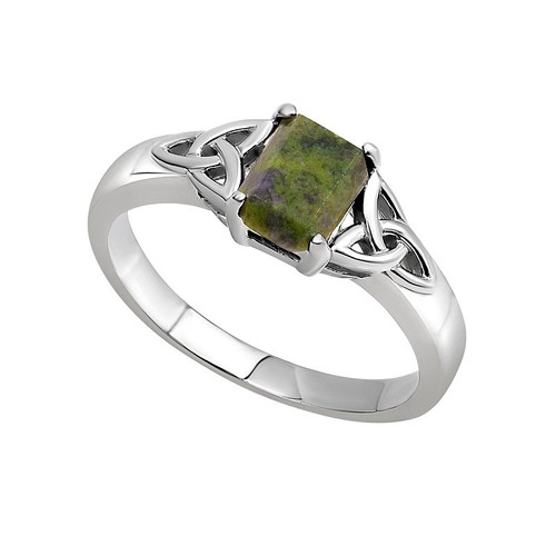 Trinity Knot Connemara Marble Irish Ring S21118 Shamrockgift.com