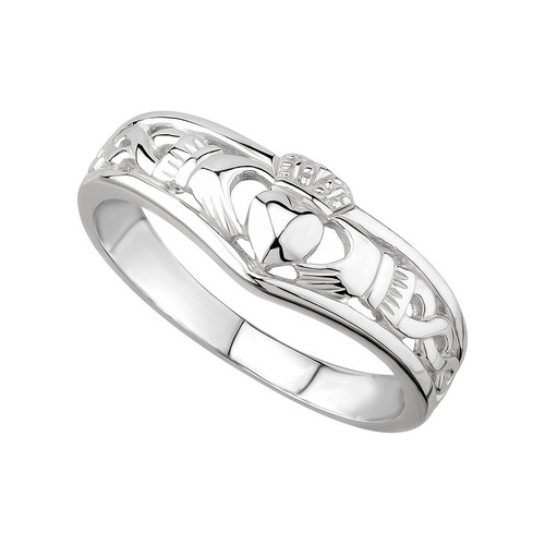Solvar Sterling Silver Claddagh Shaped Wishbone Ring S2595 ShamrockGift.com