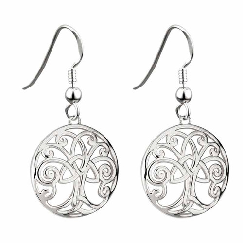 Solvar RHODIUM 'TREE OF LIFE' EARRINGS S33255 ShamrockGift.com