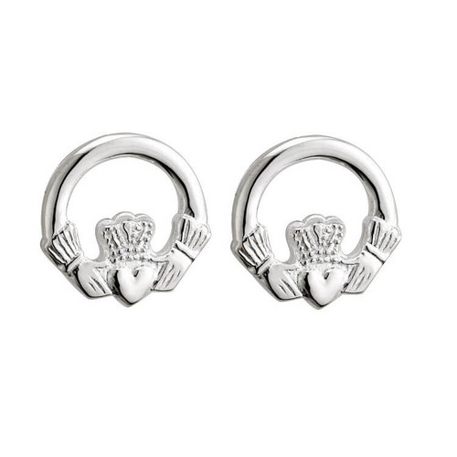 Sterling Silver Small Claddagh Stud (Mini-Me) Earrings ShamrockGift.com