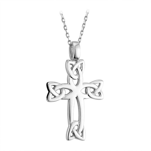 Sterling Silver Cross Pendant with Celtic Design S4045 ShamrockGift.com