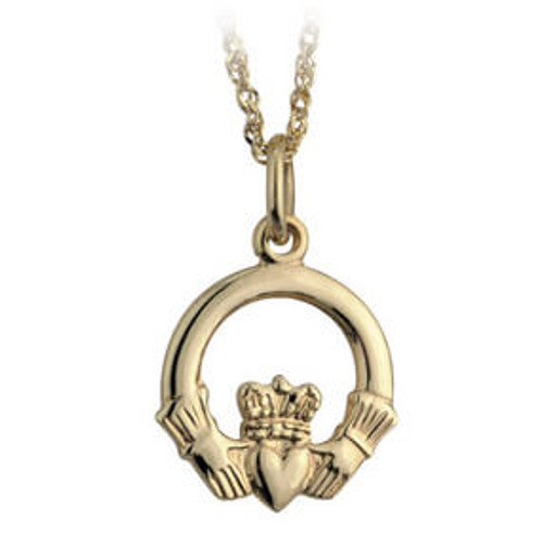 Solvar 10K Gold Dmall Claddagh Pendant S4276 Shamrockgift.com