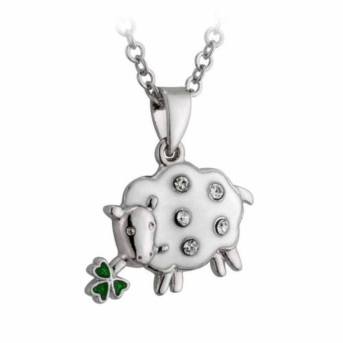 Solvar LUCKY ENAMEL & CRYSTAL SHEEP PENDANT S44430 ShamrockGift.com