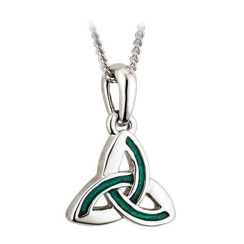 Rhodium Plated and Enamel Detail Pendant with Trinity Knot Shape Design ShamrockGift.com
