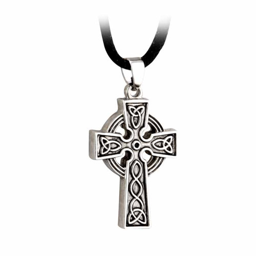 Solvar PEWTER STYLE CELTIC CROSS ON CORD S44610 ShamrockGift.com