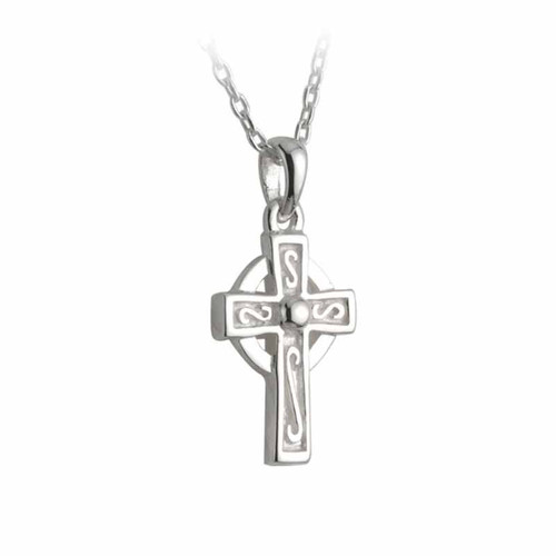 Solvar Silver Irish Cross Children's Necklace S44722 ShamrockGift.com