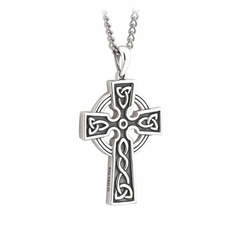 Solvar Sterling Silver Celtic Cross Necklace S44865 ShamrockGift.com