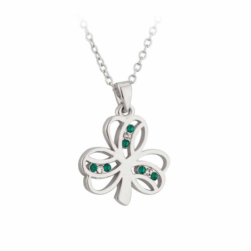 Solvar LUCKY CRYSTAL SHAMROCK PENDANT S44996 ShamrockGift.com