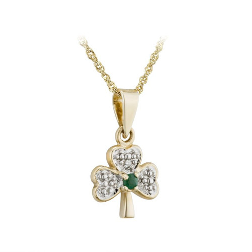 14K Gold & Diamond Shamrock Pendant S4512 ShamrockGift.com