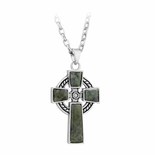 Solvar CONNEMARA MARBLE CROSS PENDANT S46020 ShamrockGift.com