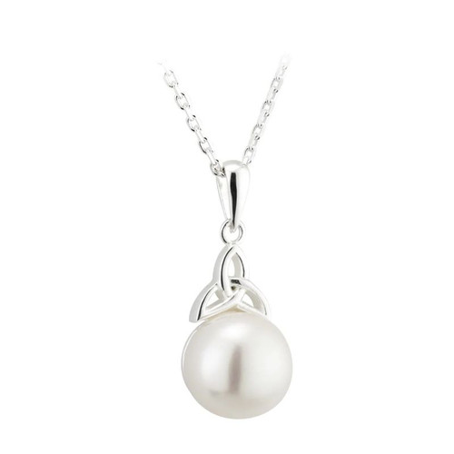 Silver Fresh Water Pearl Trinity Knot Pendant Shop On ShamrockGift.com
