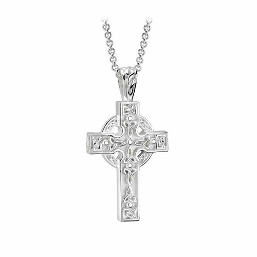 Solvar Sterling Silver Trinity Knot Celtic Cross Necklace S4795 ShamrockGift.com