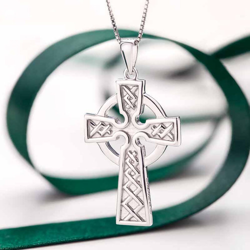 Sterling Silver Double Sided Cross Pendant ShamrockGift.com