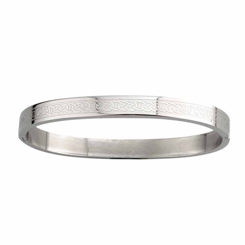 Solvar STEEL ENGRAVED CELTIC KNOT BANGLE S5631	ShamrockGift.com