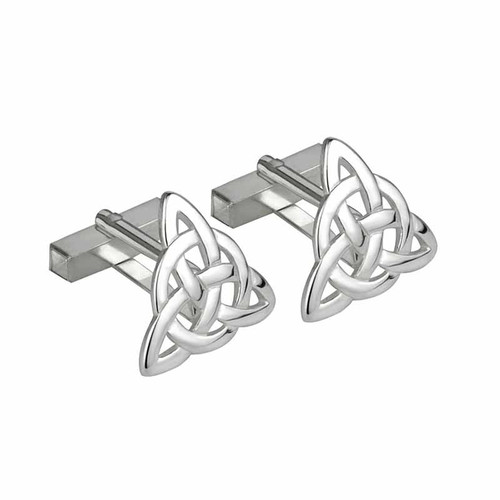 S6449 Rhodium Plated Trinity Knot Cufflinks ShamrockGift.com