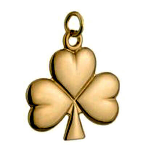 14K Small Shiny Irish Shamrock Charm shamrockgift.com