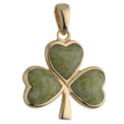 Solvar 14K Connemara Marble Large Shamrock Charm S8277 Shamrockgift.com