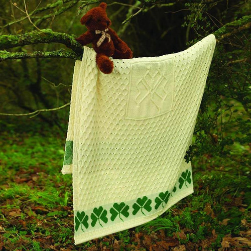 SAOL Shamrock Cable Stitch Aran Throw Natural SA962 ShamrockGift.com