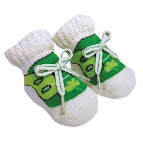 Traditional Craft Limited Baby Green White Newborn Shamrock Booties T7237-OS ShamrockGift.com