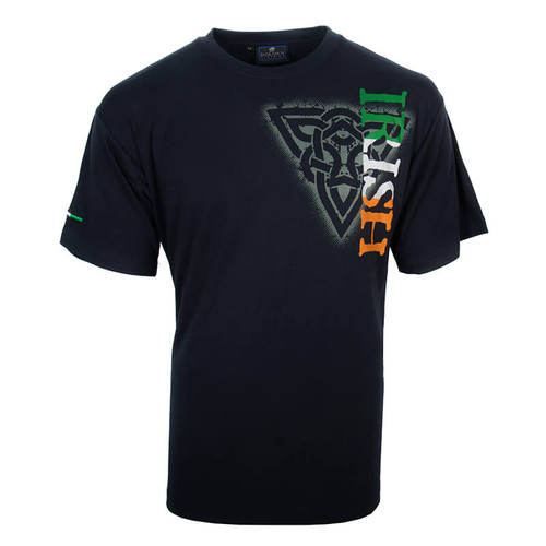 TCSPIR-NAVY Celtic Trinity Knot Side Print T-shirt  Shop online on ShamrockGift.com