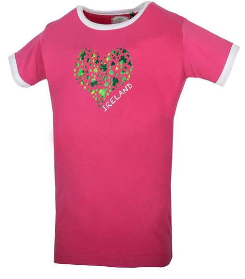 Malham USA Kids Ireland Shamrock Heart T-Shirt TKSH-PINK ShamrockGift.com