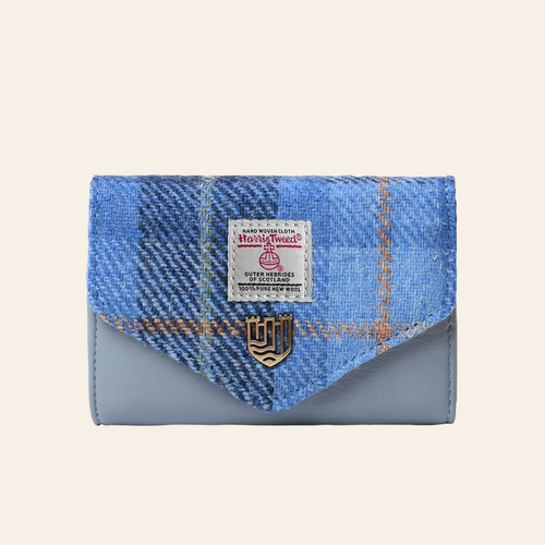 ISL-8302 Harris Tweed Mini Wallet Blue Tartan ShamrockGift.com