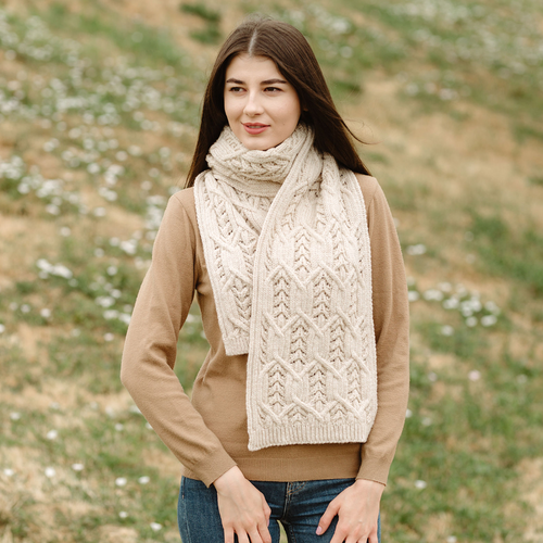 ML168-109-OS Irish Leaf Wool Scarf ShamrockGift.com